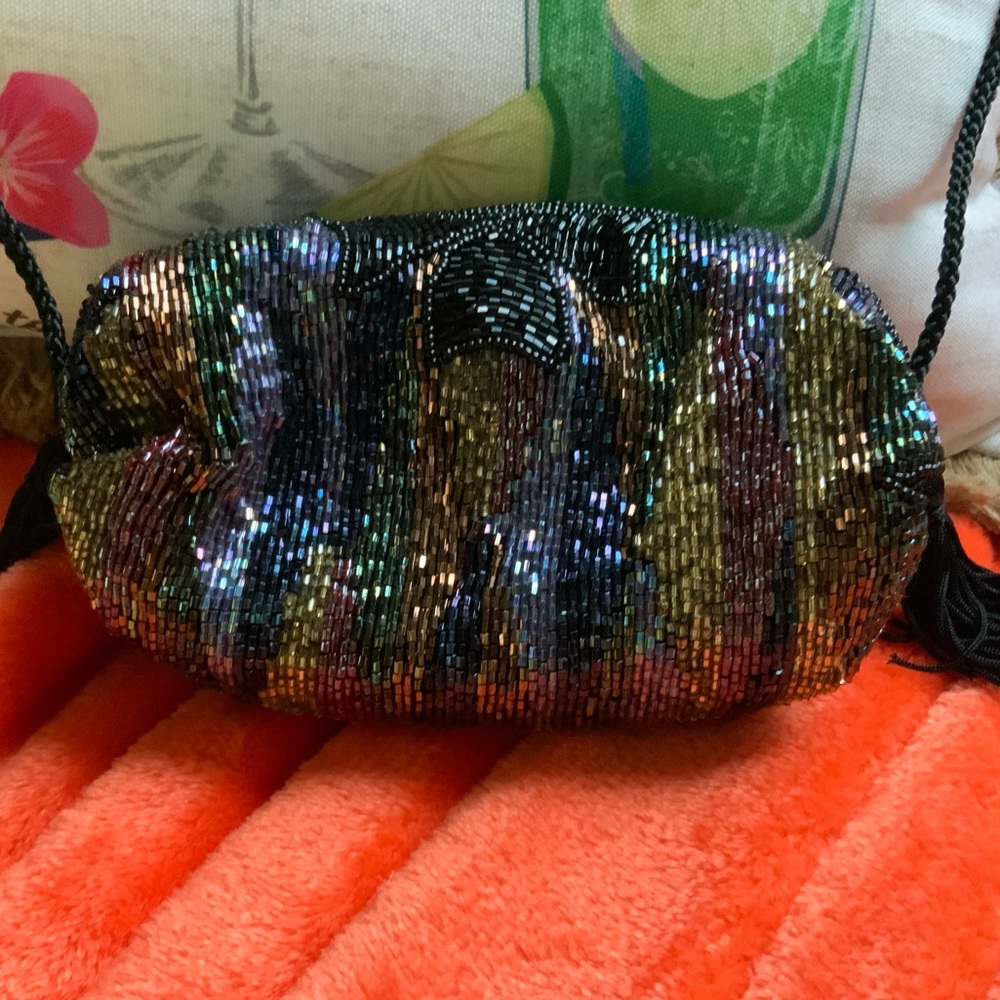 Vintage Beaded multi/color mini Purse - Picture 9 of 15